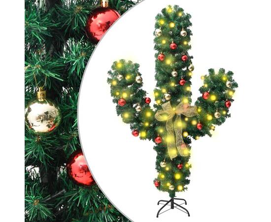 Cactus de crăciun cu suport și led, verde, 150 cm, pvc