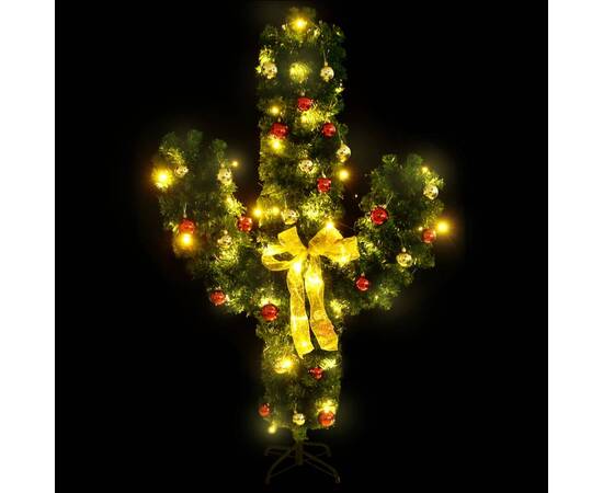 Cactus de crăciun cu suport și led, verde, 150 cm, pvc, 3 image