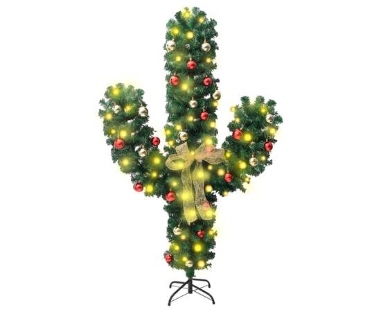 Cactus de crăciun cu suport și led, verde, 150 cm, pvc, 2 image