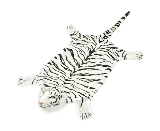Covor cu model tigru 144 cm pluș alb