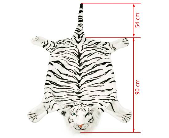Covor cu model tigru 144 cm pluș alb, 4 image