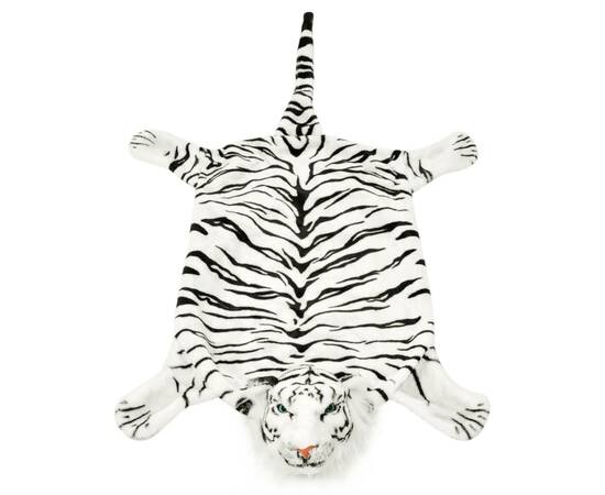Covor cu model tigru 144 cm pluș alb, 2 image