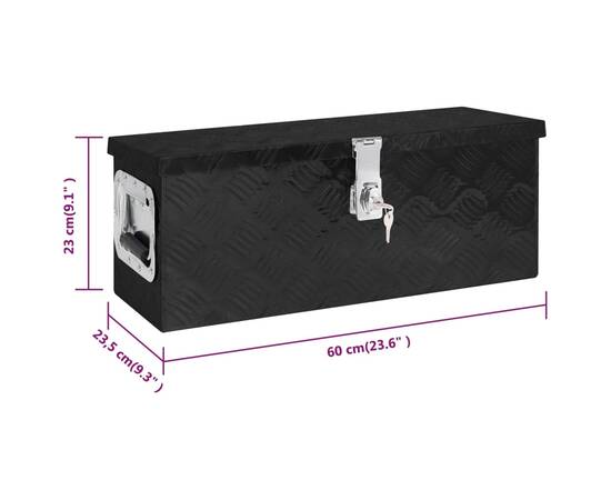 Cutie de depozitare, negru, 60x23,5x23 cm, aluminiu, 7 image