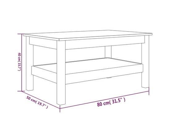Măsuță de cafea, alb, 80x50x40 cm, lemn masiv de pin, 8 image