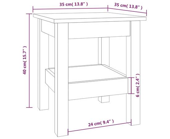 Măsuță de cafea, gri, 35x35x40 cm, lemn masiv de pin, 7 image