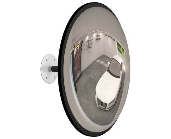 Oglindă de trafic convexă de interior, negru, Ø40 cm, acril, 3 image