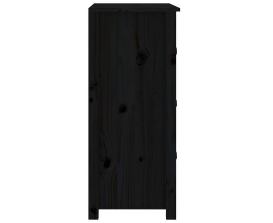 Servantă, negru, 70x35x80 cm, lemn masiv de pin, 6 image