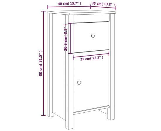 Servante, 2 buc., 40x35x80 cm, lemn masiv de pin, 11 image