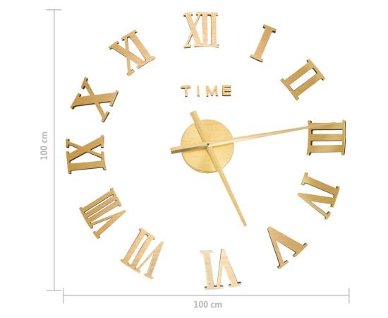 Ceas de perete 3d, auriu, 100 cm, xxl, design modern, 5 image