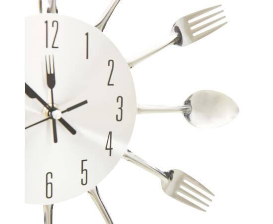 Ceas de perete model lingură/furculiță argintiu 31 cm aluminiu, 4 image