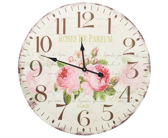 Ceas de perete vintage, 60 cm, floare, 2 image