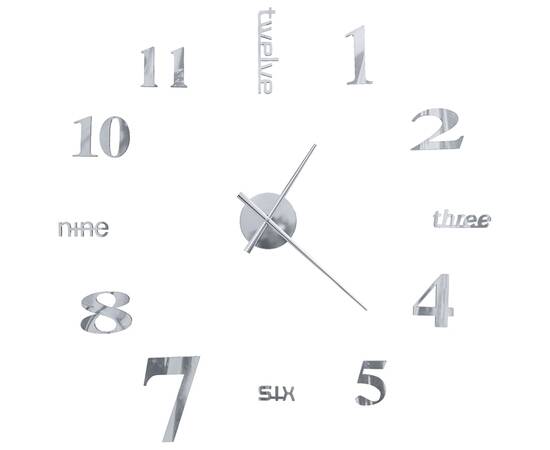 Ceas de perete 3d, argintiu, 100 cm, xxl, design modern, 3 image
