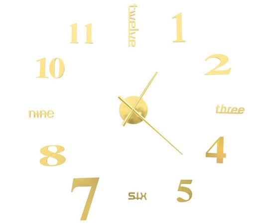 Ceas de perete 3d, auriu, 100 cm, xxl, design modern, 3 image
