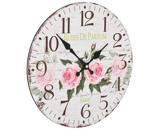 Ceas de perete vintage, 30 cm, floare, 3 image