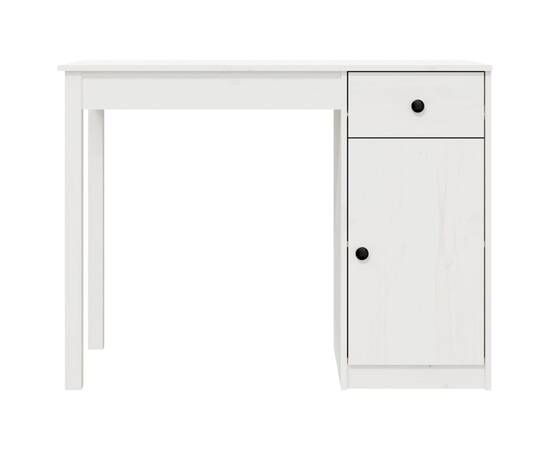 Birou, alb, 100x50x75 cm, lemn masiv de pin, 6 image