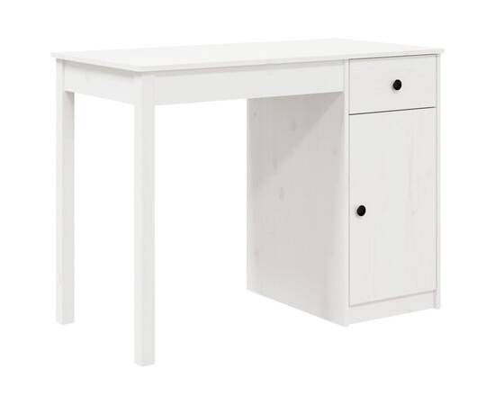 Birou, alb, 100x50x75 cm, lemn masiv de pin, 2 image
