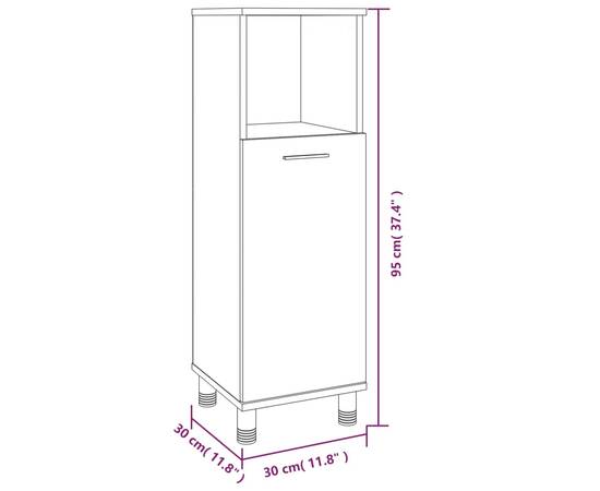 Dulap de baie, stejar maro, 30x30x95 cm, lemn prelucrat, 10 image
