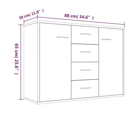 Dulap lateral, stejar fumuriu, 88x30x65 cm, lemn compozit, 6 image