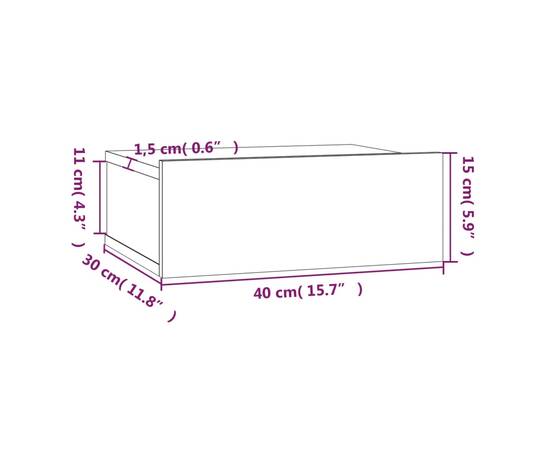 Noptieră plutitoare, stejar fumuriu, 40x30x15 cm lemn prelucrat, 10 image