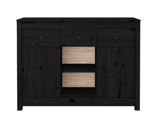 Servantă, negru, 100x35x74,5 cm, lemn masiv de pin, 6 image