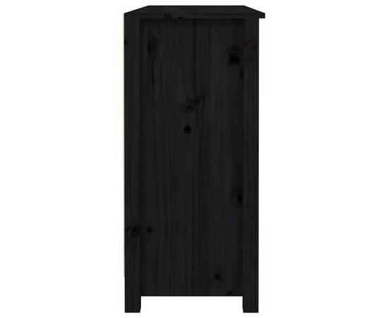Servantă, negru, 100x35x74,5 cm, lemn masiv de pin, 7 image