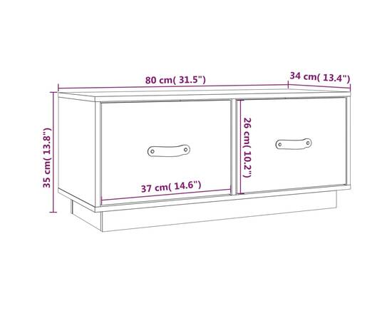 Comodă tv, alb, 80x34x35 cm, lemn masiv de pin, 10 image