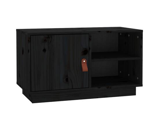 Comodă tv, negru, 70x34x40 cm, lemn masiv de pin, 2 image