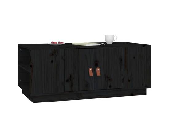 Măsuță de cafea, negru, 100x50x41 cm, lemn masiv de pin, 5 image