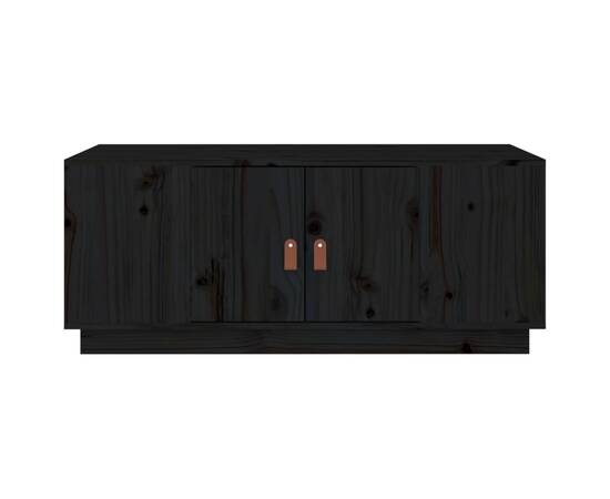 Măsuță de cafea, negru, 100x50x41 cm, lemn masiv de pin, 6 image