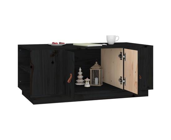 Măsuță de cafea, negru, 100x50x41 cm, lemn masiv de pin, 4 image