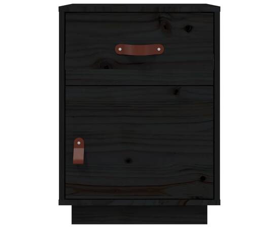 Noptiere, 2 buc., negru, 40x34x55 cm, lemn masiv de pin, 6 image