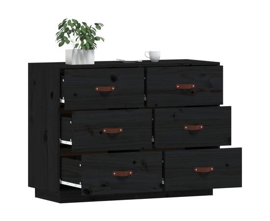 Servantă, negru, 100x40x75 cm, lemn masiv de pin, 4 image