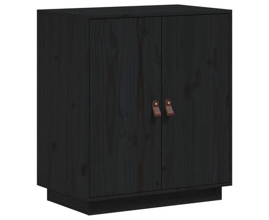 Servantă, negru, 65,5x40x75 cm, lemn masiv de pin, 2 image