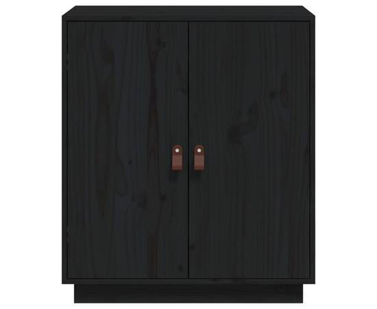 Servantă, negru, 65,5x40x75 cm, lemn masiv de pin, 3 image