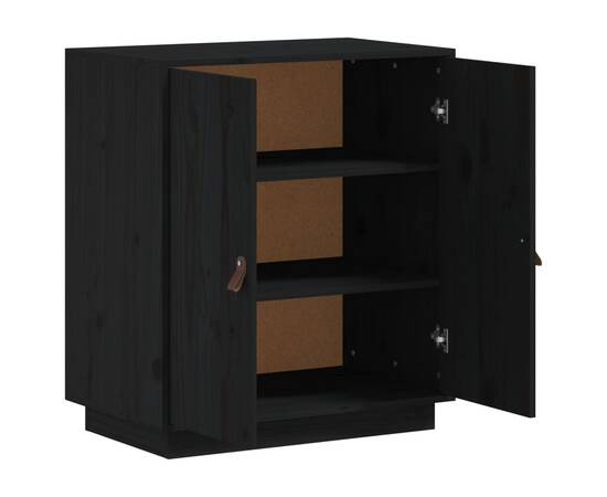 Servantă, negru, 65,5x40x75 cm, lemn masiv de pin, 4 image