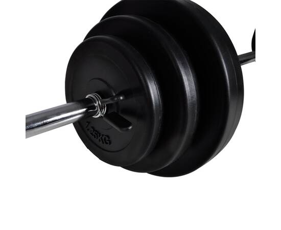Bancă fitness cu rastel greutăți, set haltere/gantere, 30,5 kg, 7 image