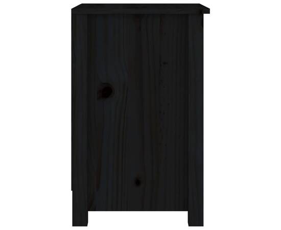 Noptiere, 2 buc., negru, 40x35x55 cm, lemn masiv de pin, 5 image