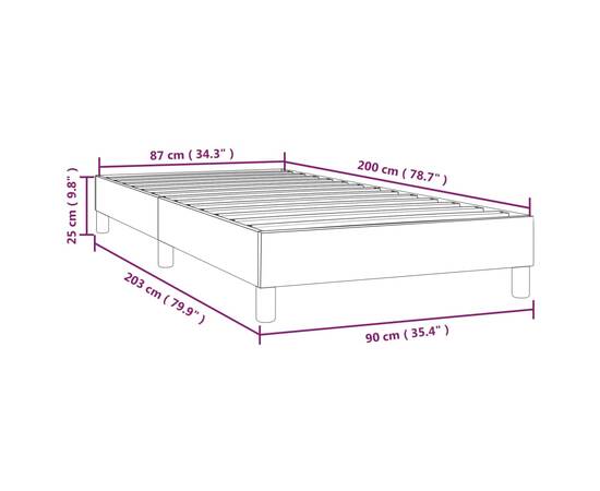 Cadru de pat box spring, gri închis, 90x200 cm, catifea, 9 image