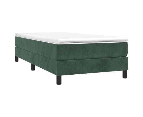 Cadru de pat box spring, verde închis, 90x200 cm, catifea, 3 image