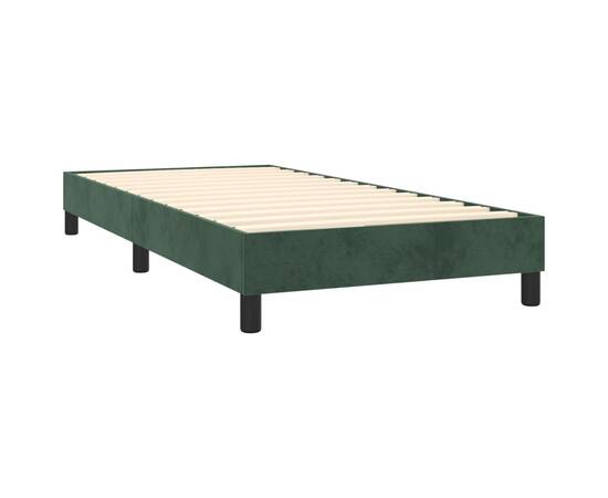 Cadru de pat box spring, verde închis, 90x200 cm, catifea, 4 image