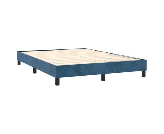 Cadru de pat box spring, albastru închis, 140x190 cm, catifea, 4 image