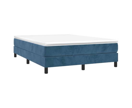 Cadru de pat box spring, albastru închis, 140x190 cm, catifea, 3 image
