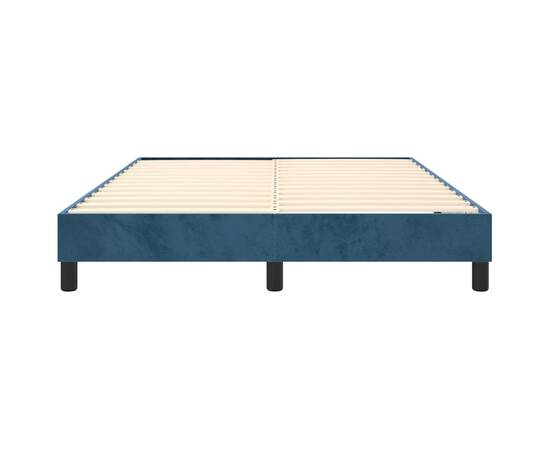 Cadru de pat box spring, albastru închis, 140x200 cm, catifea, 5 image