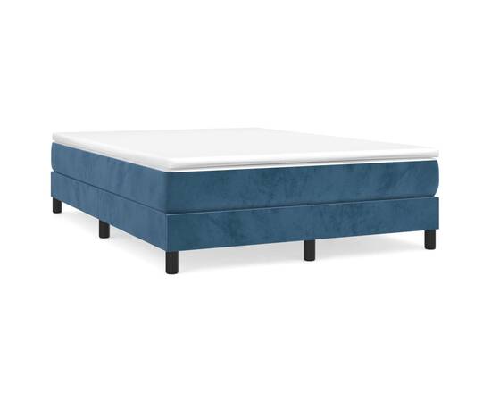 Cadru de pat box spring, albastru închis, 140x200 cm, catifea, 2 image