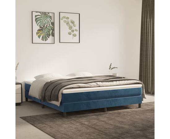 Cadru de pat box spring, albastru închis, 160x200 cm, catifea