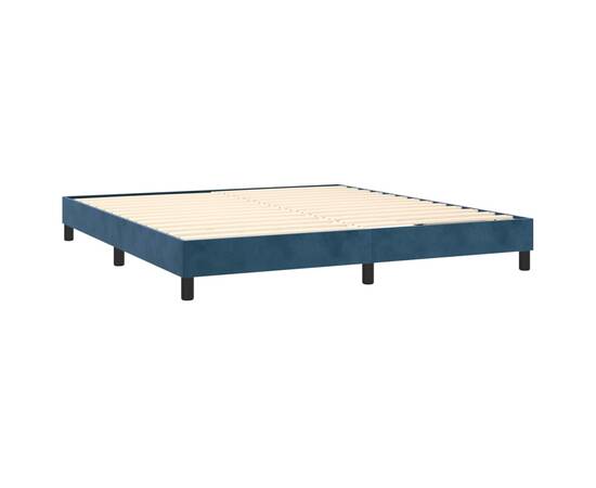Cadru de pat box spring, albastru închis, 160x200 cm, catifea, 4 image