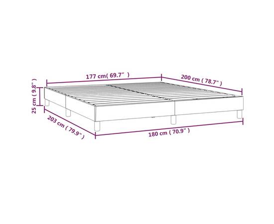 Cadru de pat box spring, gri închis, 180x200 cm, catifea, 9 image