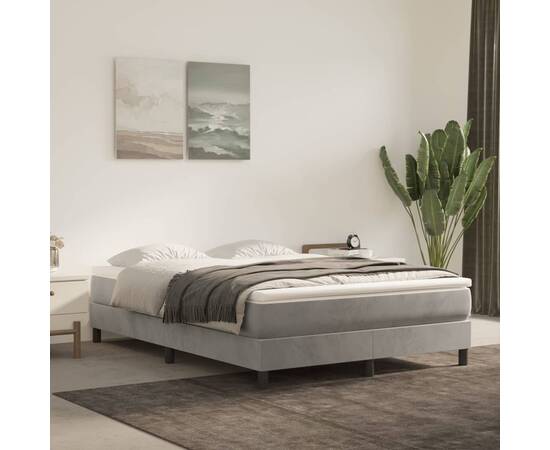 Cadru de pat box spring, gri deschis, 140x200 cm, catifea