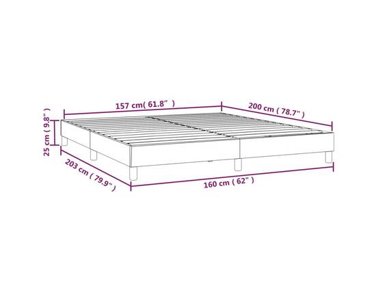 Cadru de pat box spring, gri deschis, 160x200 cm, catifea, 9 image