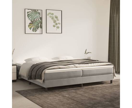 Cadru de pat box spring, gri deschis, 200x200 cm, catifea